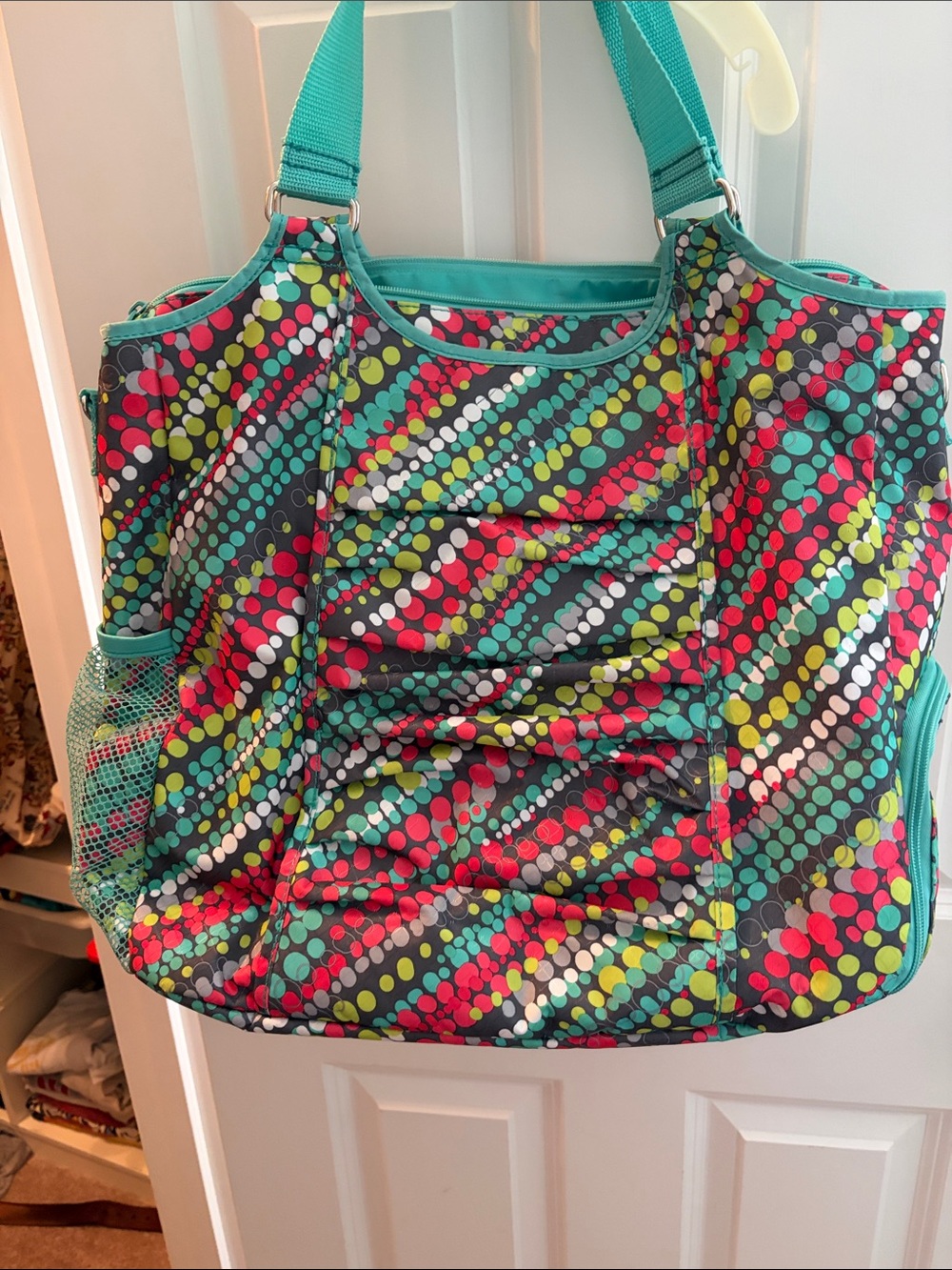 thirty-one Teal Multicolor Polka Dot Utility Tote